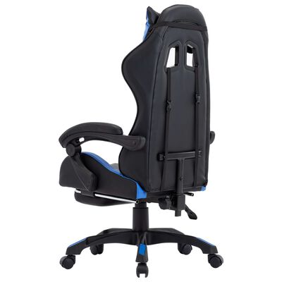 vidaXL Gamingstol med fotstöd blå och svart konstläder