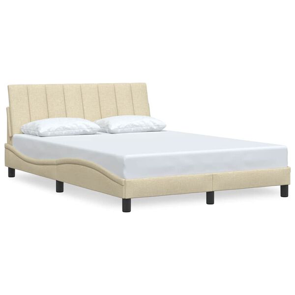 vidaXL Bed Frame without Mattress "Hanko" Cream 120x200 cm Fabric