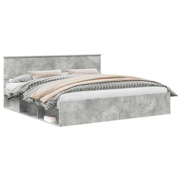 vidaXL S&auml;ngram med huvudgavel Betong 200 x 200 cm Massiv furu