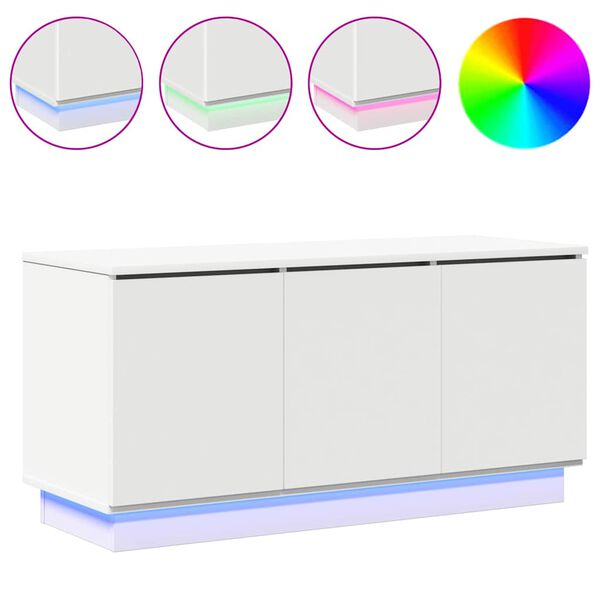 vidaXL TV-skåp med LED -remsljus Vit 100 x 38 x 49 cm Konstruerat trä