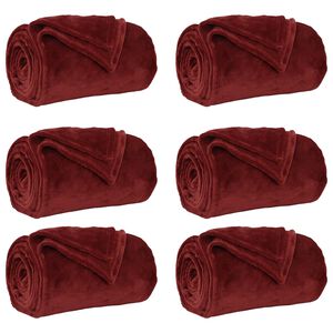vidaXL Filtar 6 st Bordeaux R&ouml;d 150 x 200 cm 4.68 kg Fleece