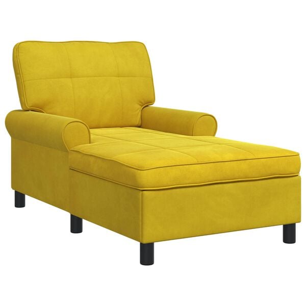vidaXL Chaise Lounge med kudde Gul 91 x 157 x 91 cm Sammet
