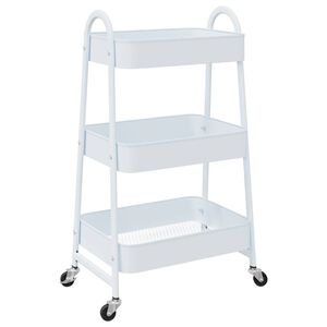 vidaXL F&ouml;rvaringsvagn 3 hyllor vit 42x41,5x77 cm st&aring;l