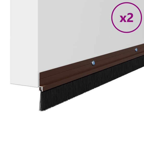 vidaXL Skruvmonterade dörrborsttätningslister 2 pcs Brun 100 cm