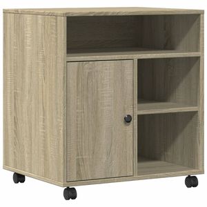 vidaXL Skrivarst&auml;ll med hjul sonoma-ek 60x50x67 cm