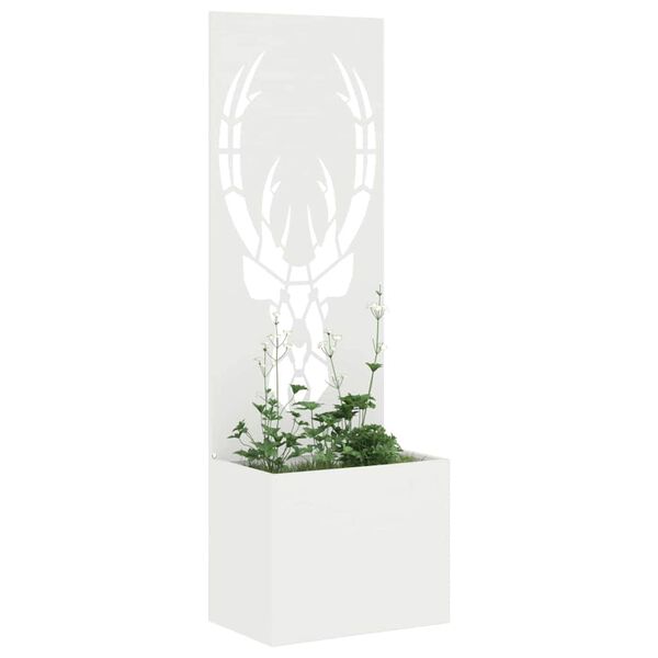 vidaXL Tr&auml;dg&aring;rds integritetssk&auml;rm Vit 50 x 140 cm Kallvalsat st&aring;l