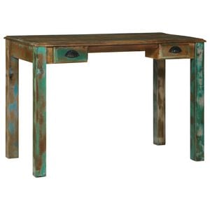 vidaXL Skrivbord med l&aring;da Brun 112 x 55 x 76 cm Solid &aring;tervunnen tr&auml;