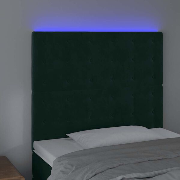 vidaXL S&auml;nggavel LED m&ouml;rkgr&ouml;n 100x5x118/128 cm sammet
