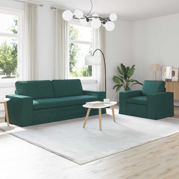 vidaXL Soffa 2 pcs M&ouml;rkgr&ouml;n 182 x 80 x 82 cm tyg