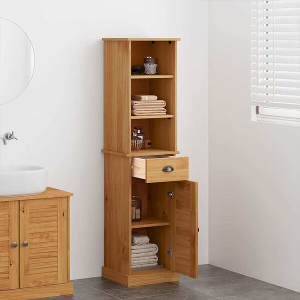 vidaXL Badrumsmöbelset med låda med hylla VIGO 2 pcs Brun Honung brun