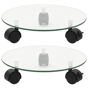 vidaXL V&auml;xtst&auml;ll p&aring; hjul 2 st h&auml;rdat glas 28 cm rund