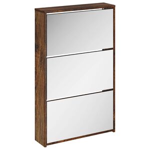 vidaXL Skosk&aring;p med 3 sk&aring;p r&ouml;kf&auml;rgad ek 63x17x102,5 cm