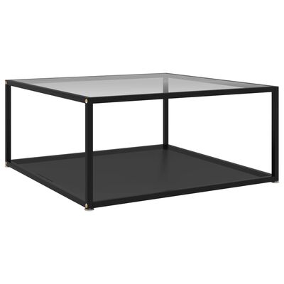 vidaXL Soffbord genomskinligt och svart 80x80x35 cm härdat glas