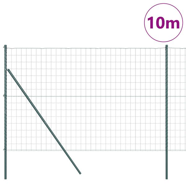 vidaXL Stängsel med stolpe Grön 1,5 x 10 m Stål och PVC