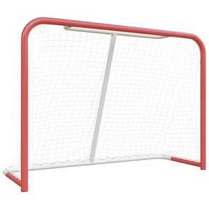 vidaXL Hockeym&aring;l med n&auml;t r&ouml;d & vit 153x60x118 cm st&aring;l & polyester