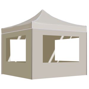 vidaXL Hopf&auml;llbart partyt&auml;lt med v&auml;ggar aluminium 2x2 m gr&auml;ddvit