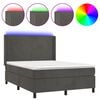 vidaXL Rams&auml;ng med madrass & LED m&ouml;rkgr&aring; 140x190 cm sammet