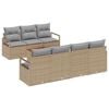 vidaXL Tr&auml;dg&aring;rdsoffset med kudde 8 pcs Beige konstrotting