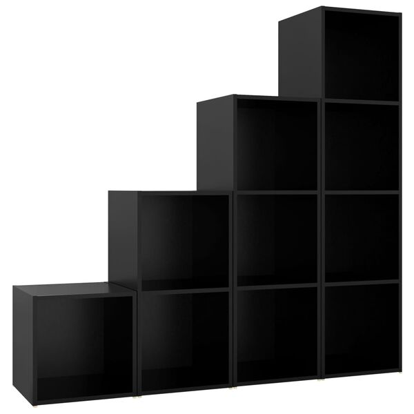 vidaXL TV-sk&aring;p 4 delar svart konstruerat tr&auml;