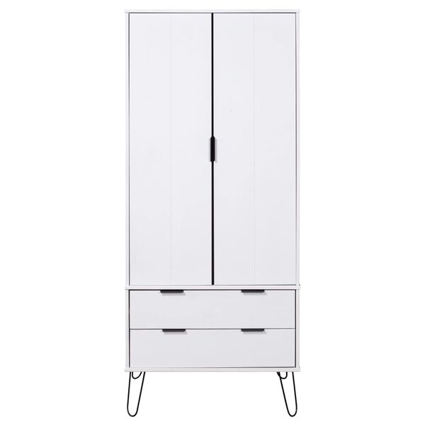 vidaXL Garderob New York vit massiv furu