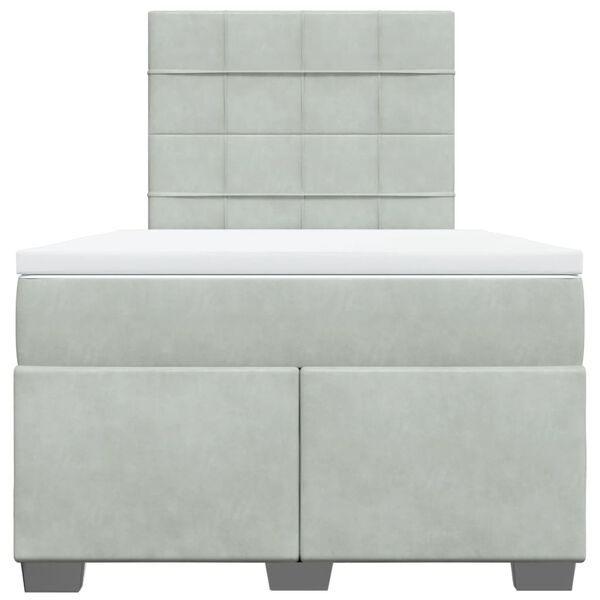 vidaXL Rams&auml;ng med madrass ljusgr&aring; 120x190 cm sammet