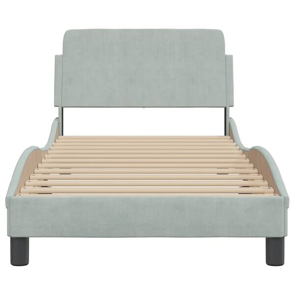 vidaXL Bed Frame "Dover" Light Grey 90x190 cm Velvet