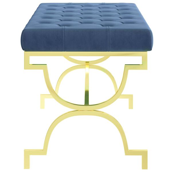 vidaXL B&auml;nk 99 cm bl&aring; sammet och rostfritt st&aring;l