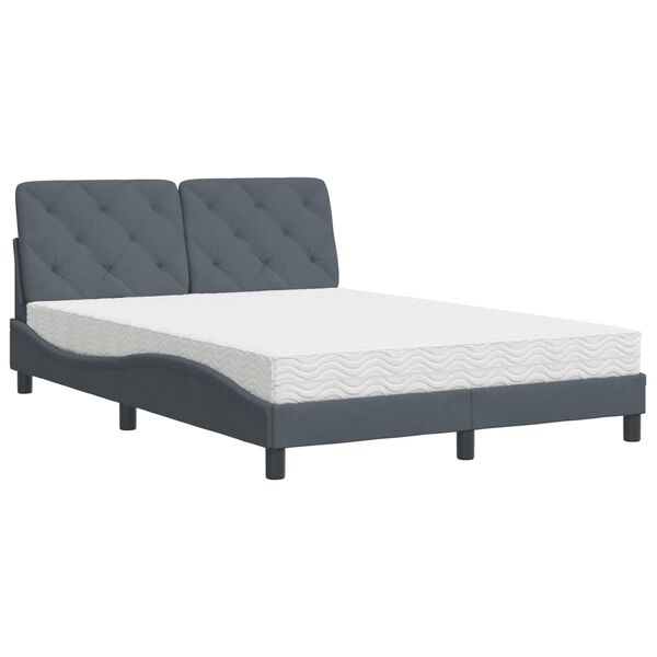 vidaXL Bed with Mattress Dark Grey 120x200 cm Velvet