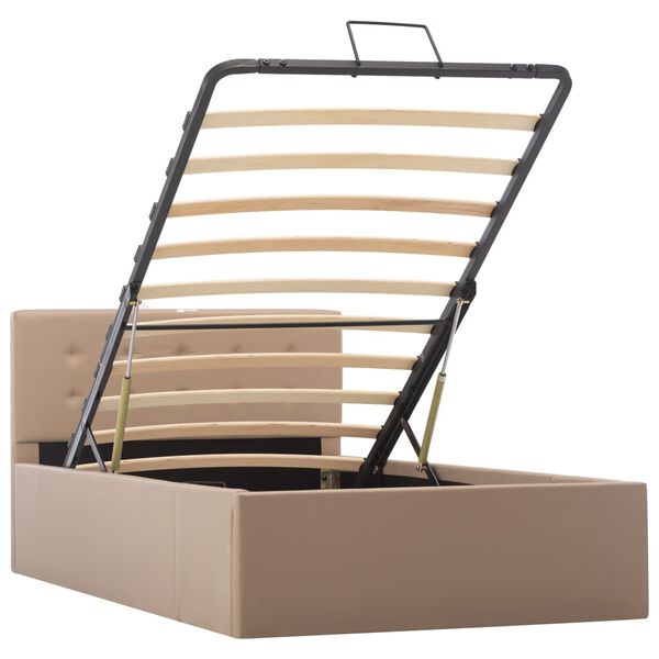 vidaXL Sängram hydraulisk förvaring cappuccino konstläder 100x200 cm