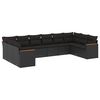 vidaXL Loungegrupp 10 delar med svarta dynor konstrotting
