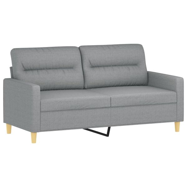 vidaXL 2-sits soffa med prydnadskuddar ljusgr&aring; 140 cm tyg