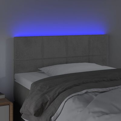 vidaXL Sänggavel LED ljusgrå 80x5x78/88 cm sammet