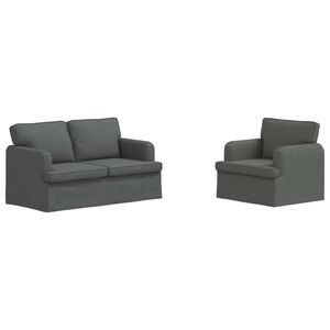vidaXL Soffset 2 pcs M&ouml;rkgr&aring; 144 x 80 x 85 cm tyg