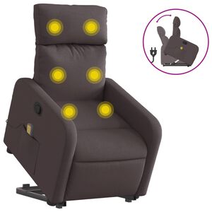 vidaXL Massagef&aring;t&ouml;lj med uppresningshj&auml;lp m&ouml;rkbrun tyg