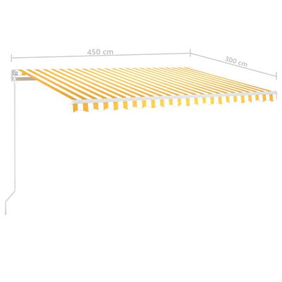 vidaXL Markis manuellt infällbar 450x300 cm gul och vit