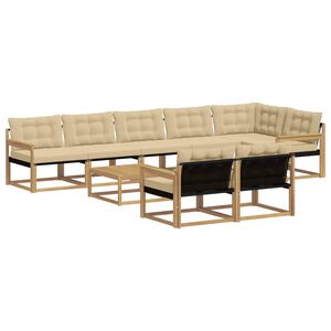 vidaXL Utomhussoffset 9 pcs Vit och Beige 79 x 79 x 37 cm