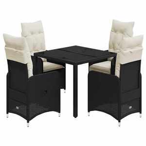 vidaXL Caf&eacute;set med dynor 5 delar konstrotting svart