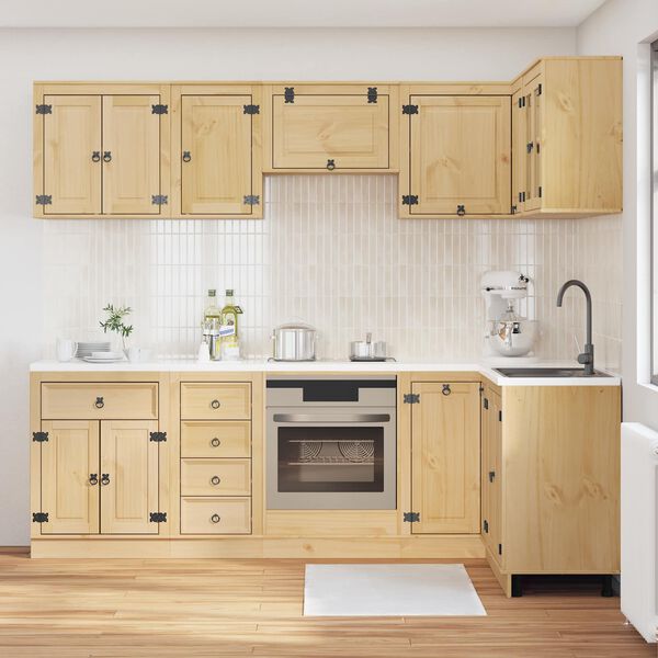 vidaXL Sk&aring;p med l&aring;da med hylla SKI 10 pcs HonungsBrun Massiv furu