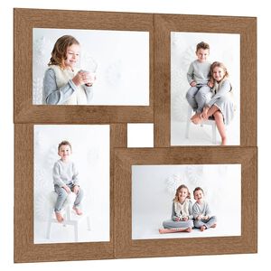 vidaXL Fotoram f&ouml;r 4x(10x15 cm) bilder ljusbrun MDF