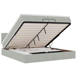 vidaXL Ottoman s&auml;ngram med madrass ljusgr&aring; 200x200 cm sammet