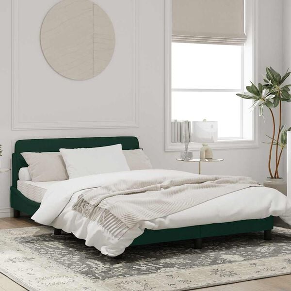 vidaXL Bed Frame "Dover" Dark Green 140x190 cm Velvet