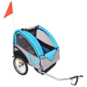 vidaXL Cykelvagn gr&aring; och bl&aring; 30 kg