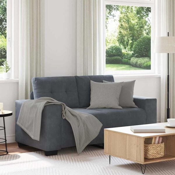 vidaXL Loveseat soffa m&ouml;rkgr&aring; 160x77x82 cm sammet