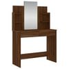 vidaXL Sminkbord med spegel brun ek 96x39x142 cm