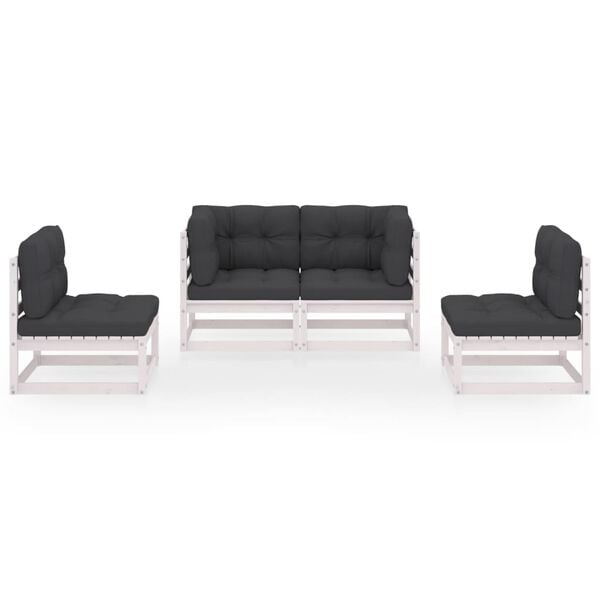 vidaXL Loungegrupp med dynor 4 delar massiv furu