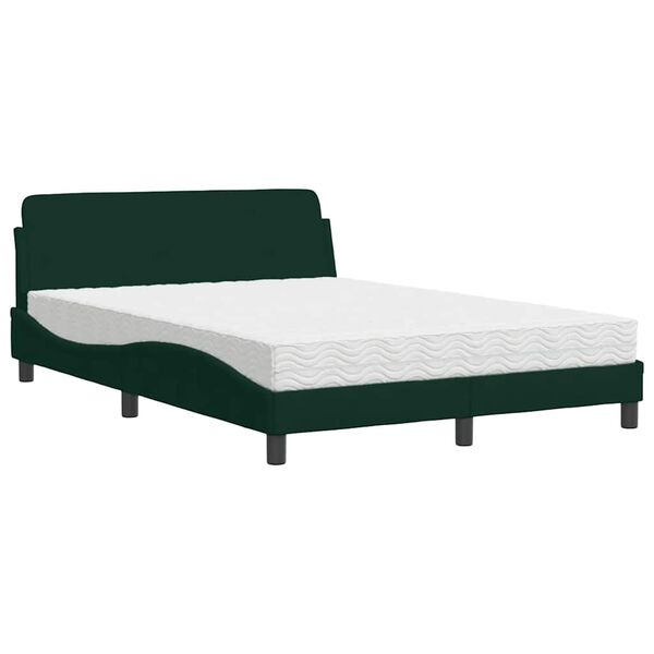 vidaXL Bed with Mattress "Dover" Dark Green 120x200 cm Velvet