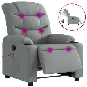 vidaXL Elektrisk massagef&aring;t&ouml;lj ljusgr&aring; tyg
