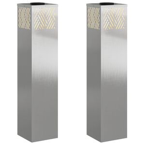 vidaXL Solar LED Stig Ljus 2 st Varmvit 18 x 18 x 80 cm Rostfritt st&aring;l