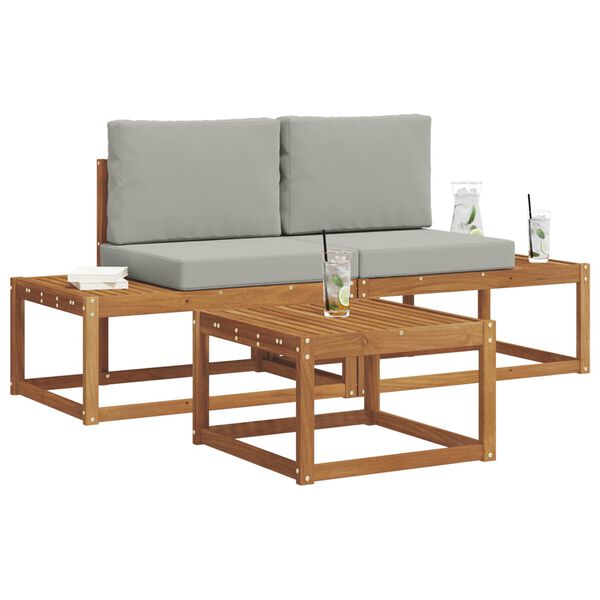 vidaXL Utomhussoffset 3 pcs Naturf&auml;rg Massivt akaciatr&auml; och polyester