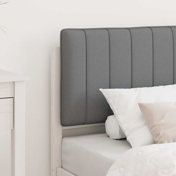vidaXL Sängram med Klädd Huvudgavel Ljusgrå 75 x 190 cm Massiv furu
